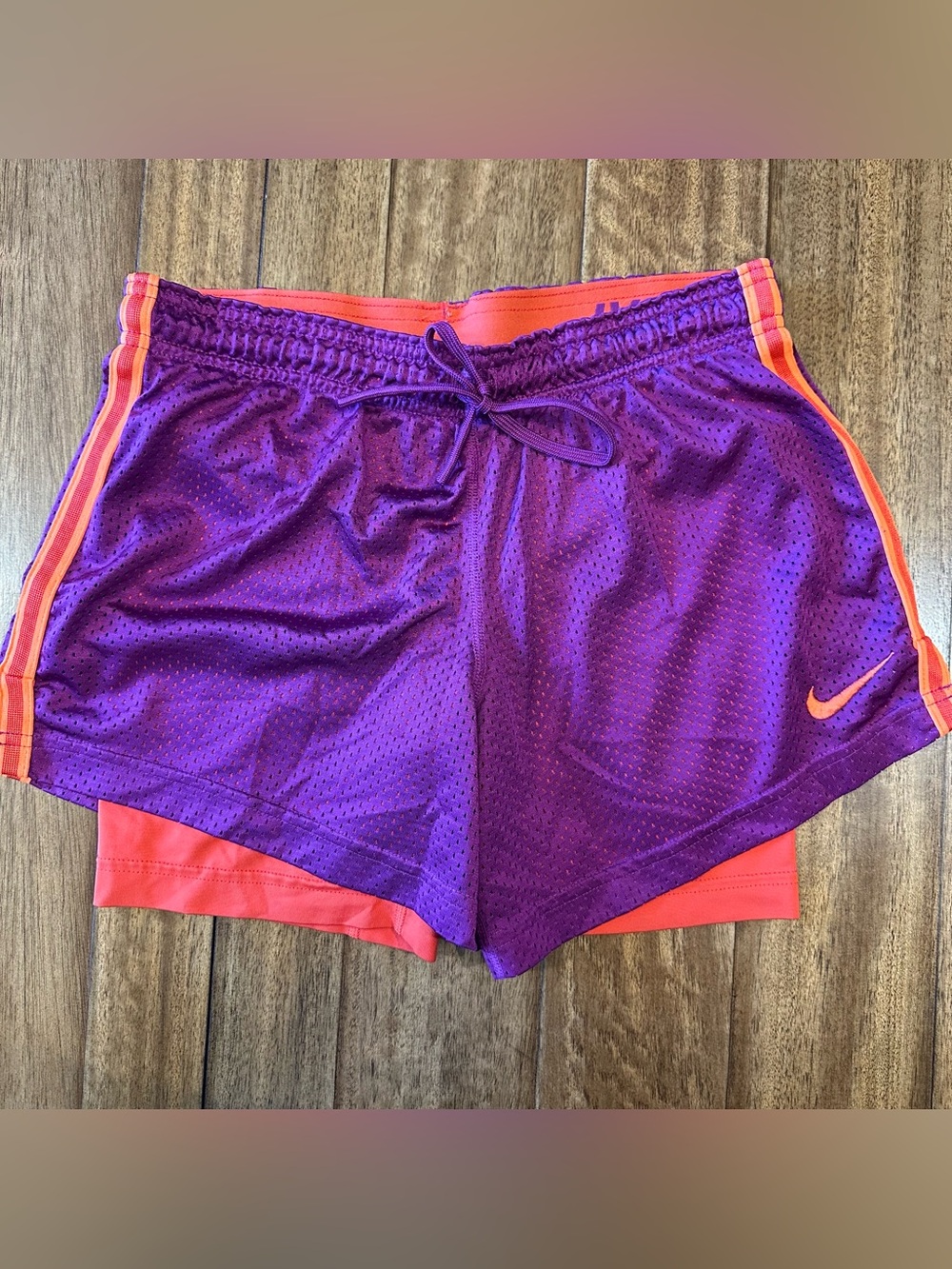 Nike Pro Combat Dri-FIT Women's Mesh Shorts Purple/Orange Drawstring 3" M A202